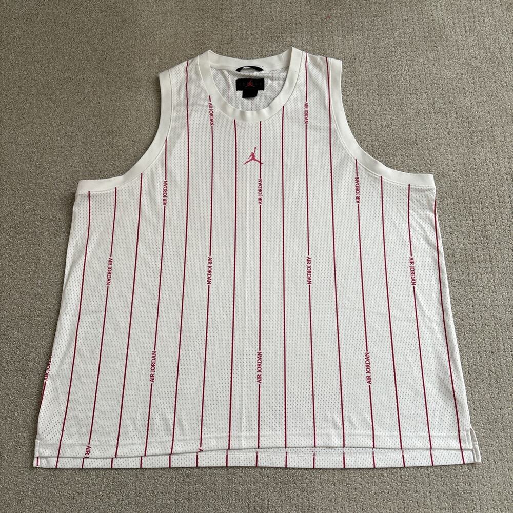 Air Jordan Men’s Michael Air Jordan White Athletic Sports Red Pin Stripe Jersey